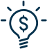 Picto of a lightbulb with dollars symbol