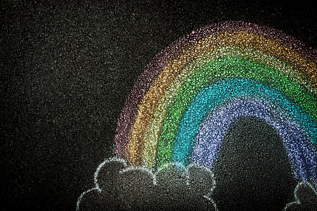 Drawn rainbow.