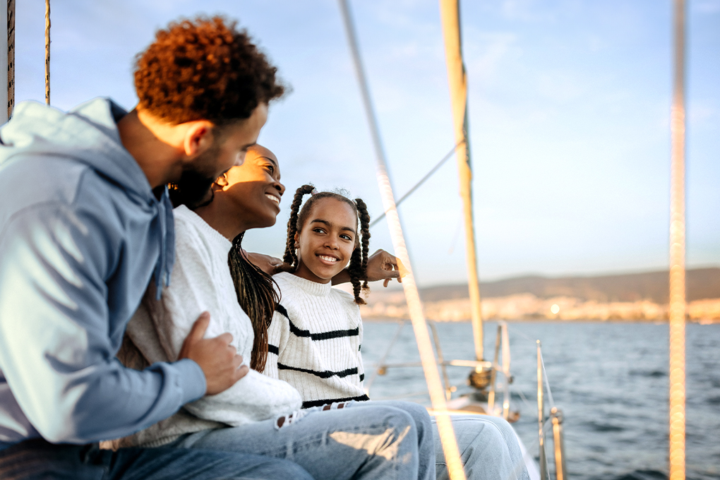 Image of a family on a boat